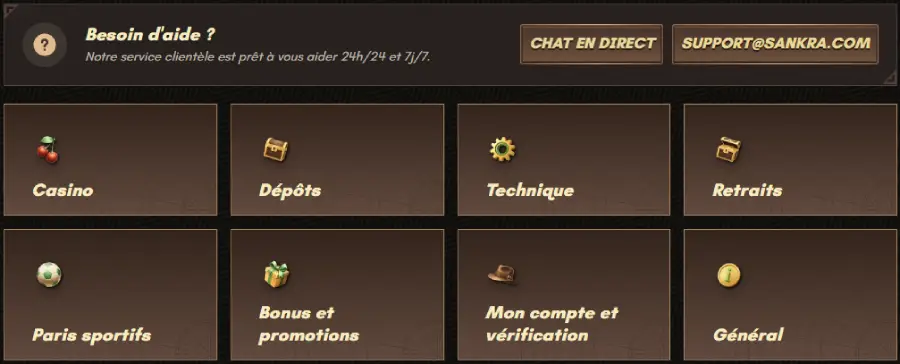 Sankra Casino FR service client